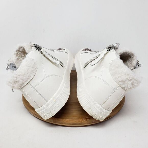Dolce Vita Zonya Shoe Womens 8 Sneaker White Leather Wedge Double Zip High Top - Picture 9 of 13